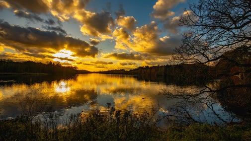 Sunset over Clumber lake